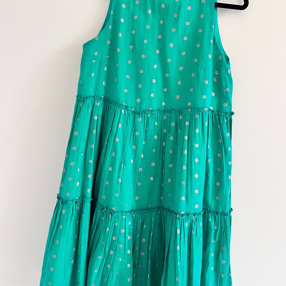 Oliphant Green Sleeveless Tiered Sundress